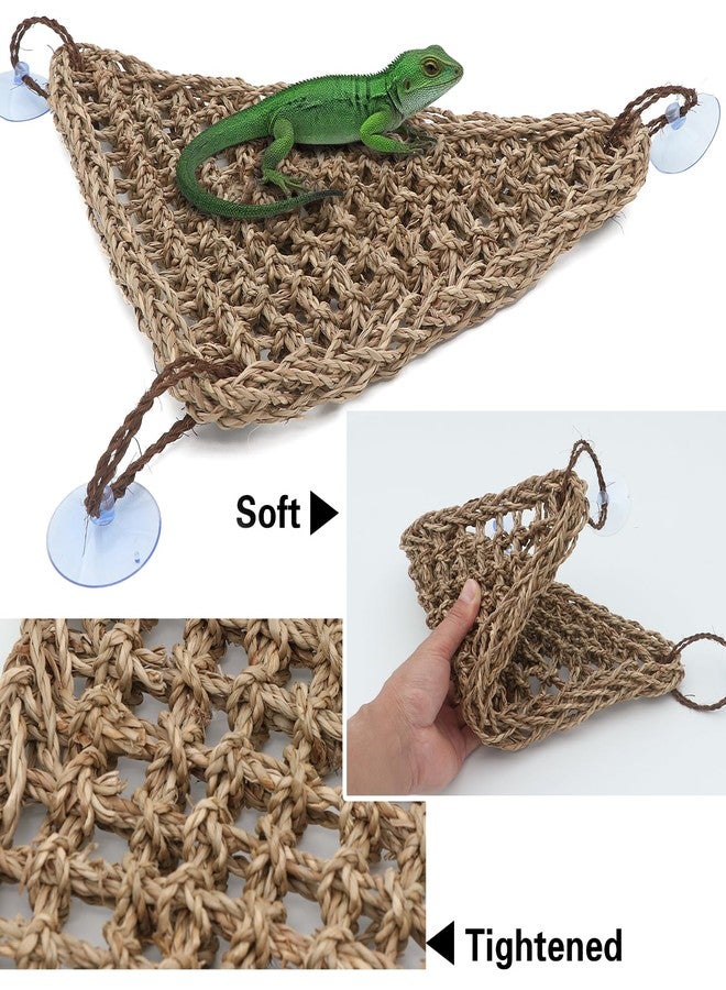 AQUA KT Reptile Lounger Lizard Bearded Dragon Snake Climbing Hammock for Reptile Bedding Amphibian Habitat Decoration, Made of Seagrass - Image 3